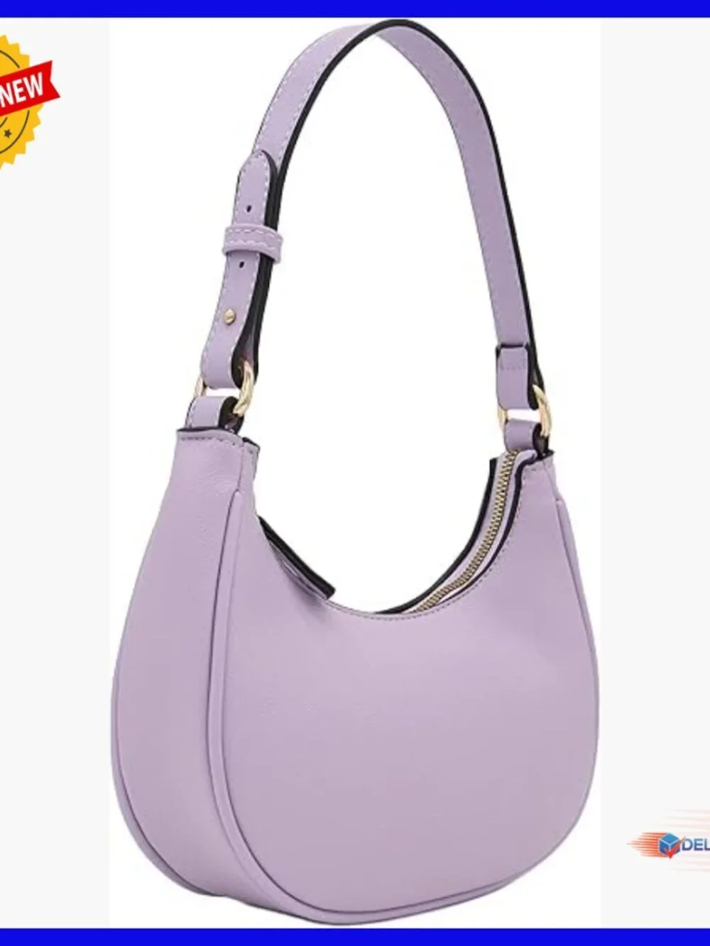 Medium Vegan Leather Hobo Shoulder Bag with Adjustable Strap and Gold Hardware